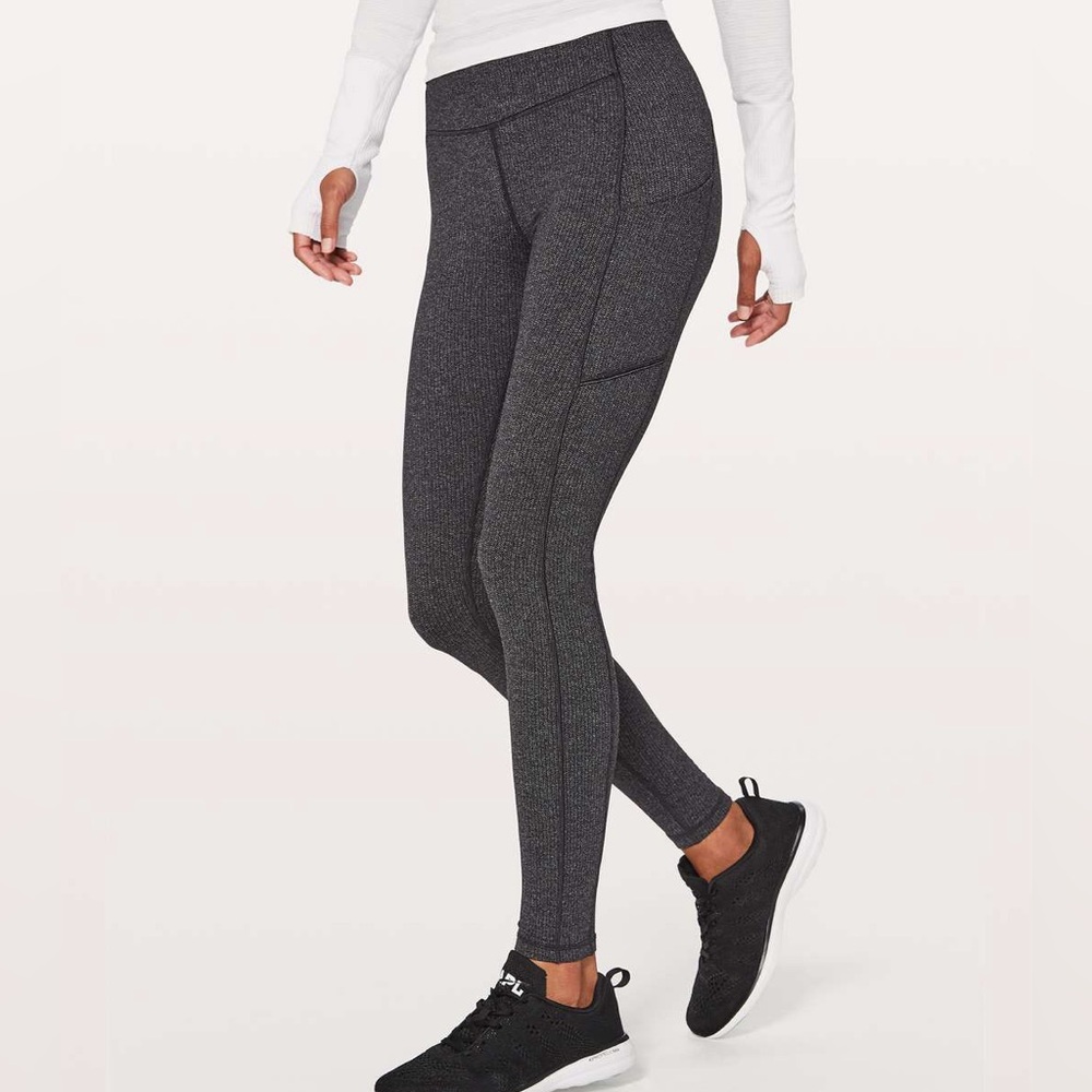 Lululemon Speed Up Tight 28" Size 4 Luxtreme Knit Heathered Black Herringbone - Picture 2 of 16